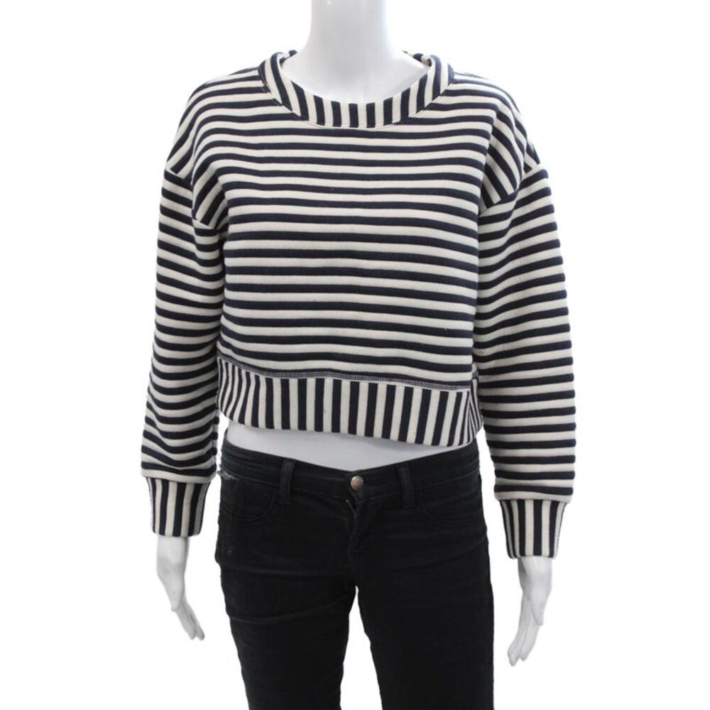 Derek Lam Women 's Long Sleeves Round Neck Blue Striped Blouse Size 2